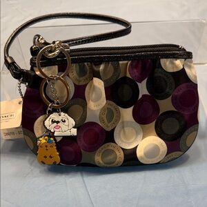Coach Polka Dot Wristlet with Keychain